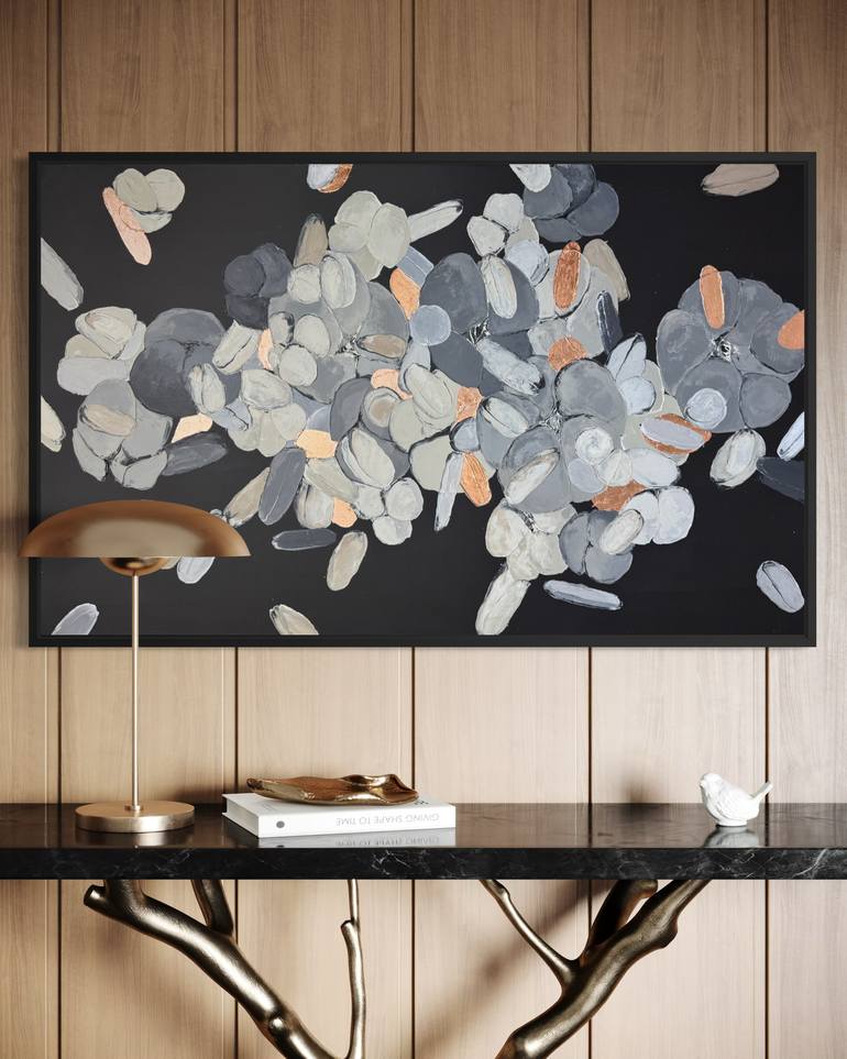 As Petals Touch Light/ XL Abstract Art Original Painting by Tetiana and Victoria Hutsul